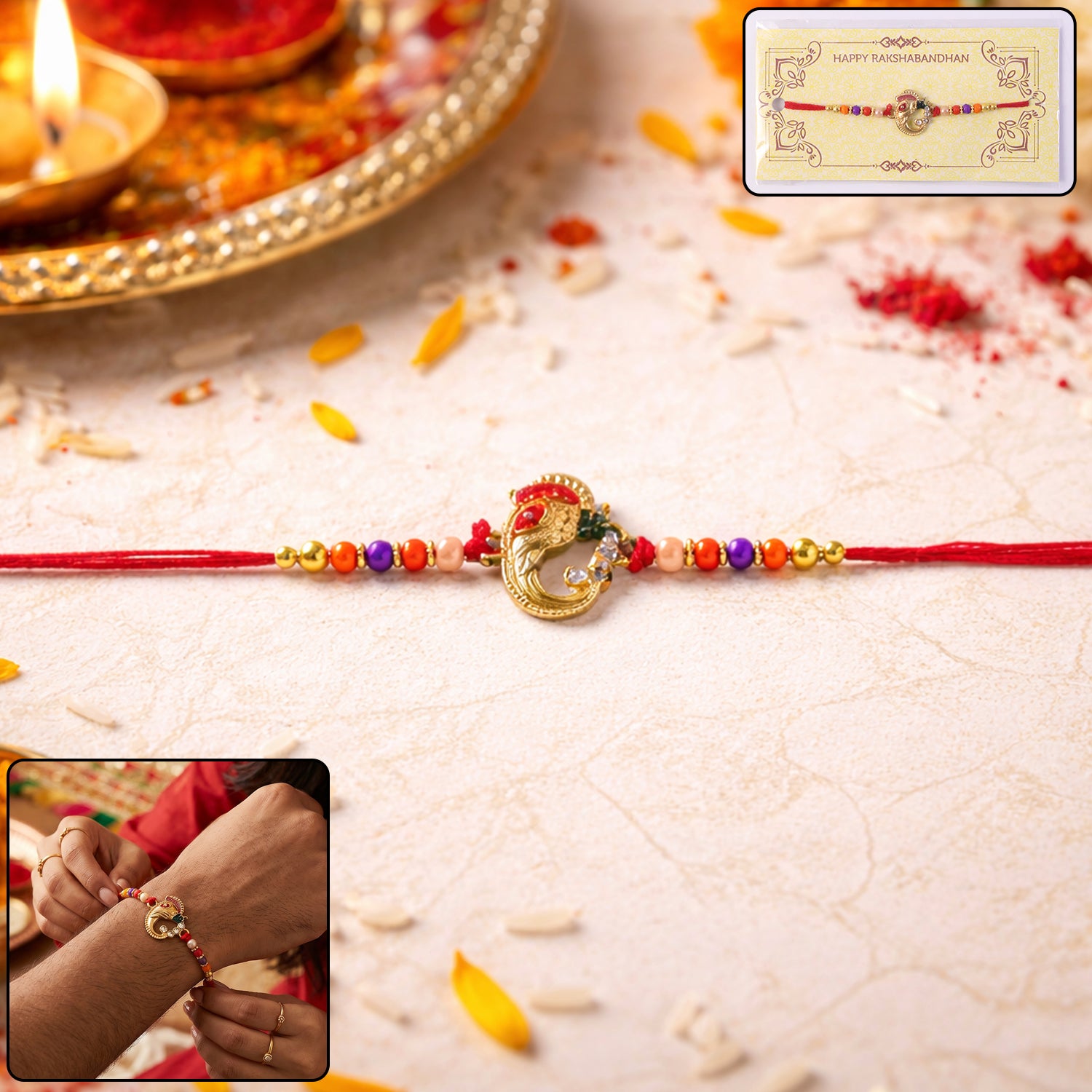 Rakshabandhan Elegant Traditional Threadwork Rakhi for Brother and Bhai - Image 2