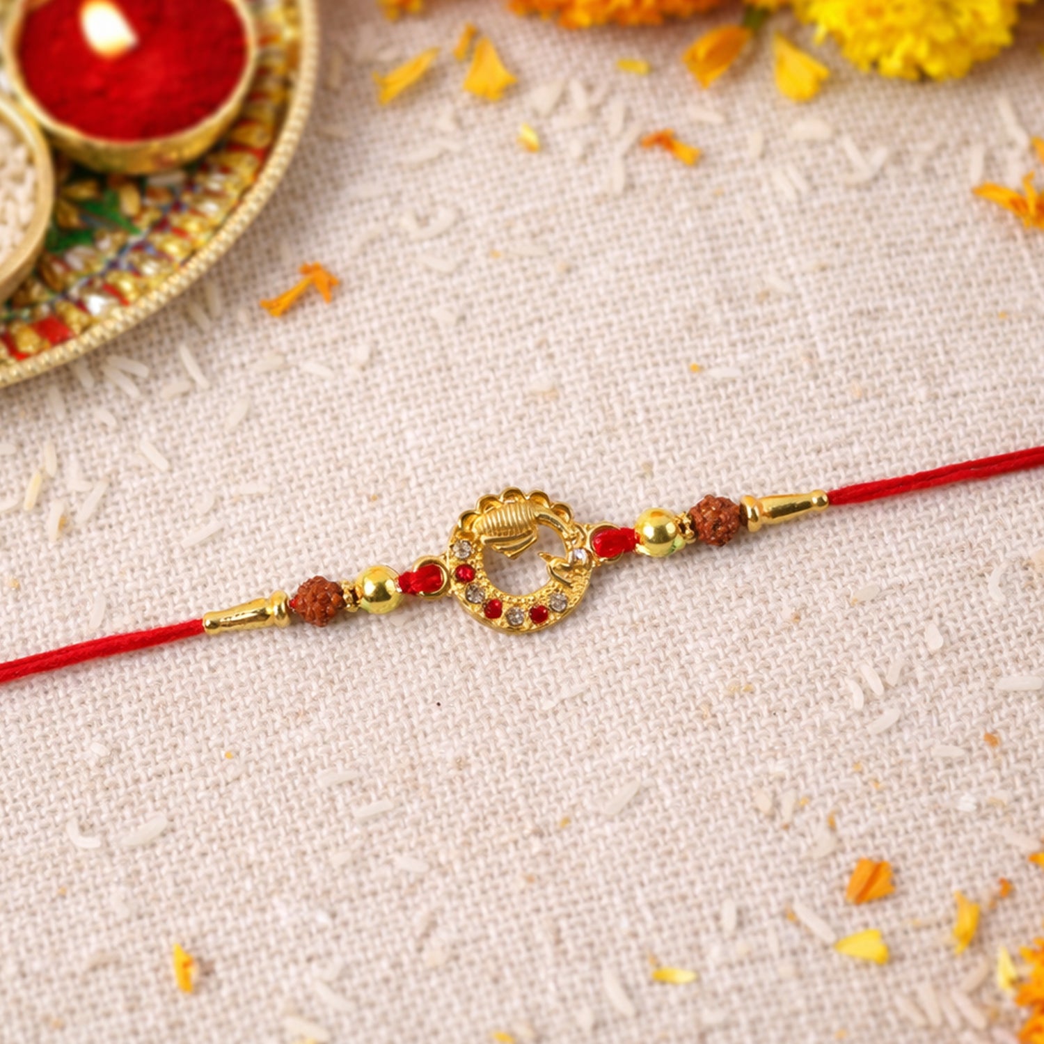 Premium Elegant Beadwork Rakhi for Bhai – Happy Rakshabandhan - Image 3