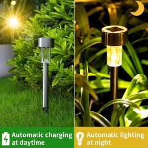 12-Piece Stainless Steel Solar Lawn Lamp Set