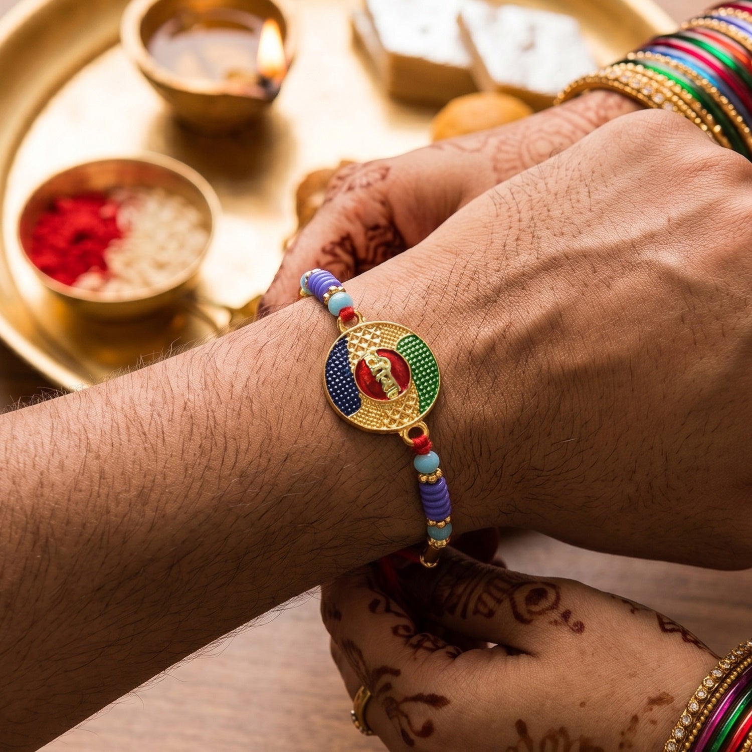 Designer Veera Multicolor Traditional Rakhi Thread for Raksha Bandhan - Image 2