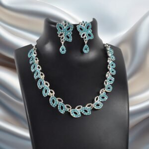 American Diamond Necklace Set – Floral Design with Earrings