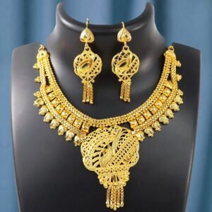 Gold Necklace Set with Earrings – Traditional Lightweight Jewelry