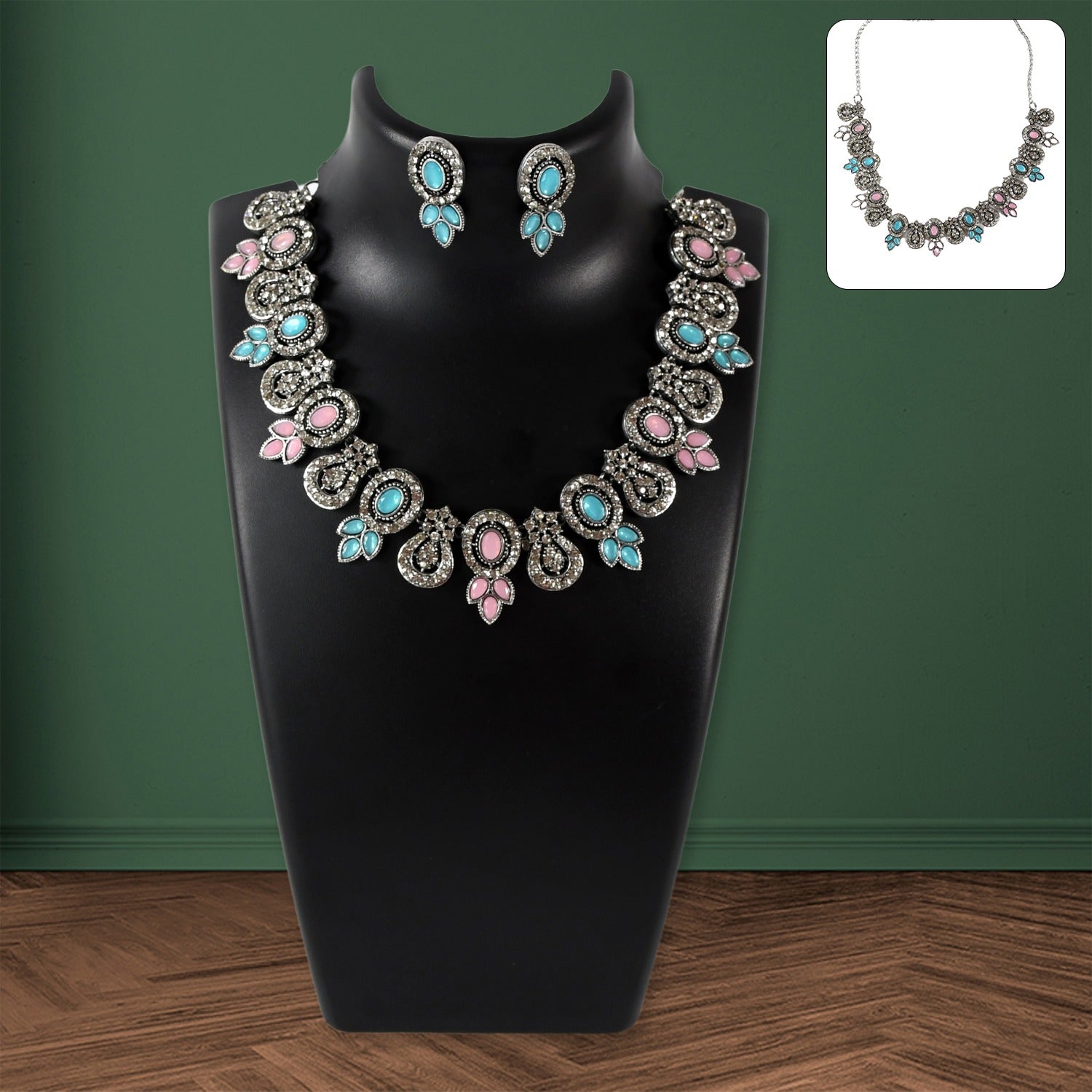 Sky Blue Necklace Set – Elegant Ethnic Jewellery for Women | BW