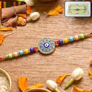 Evil Eye Mandala Round Rakhi for Bhai – Happy Rakshabandhan