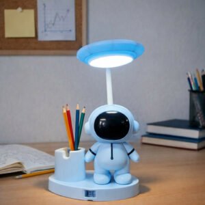 Blue Astronaut LED Desk Lamp with Pen Holder for Kids & Study