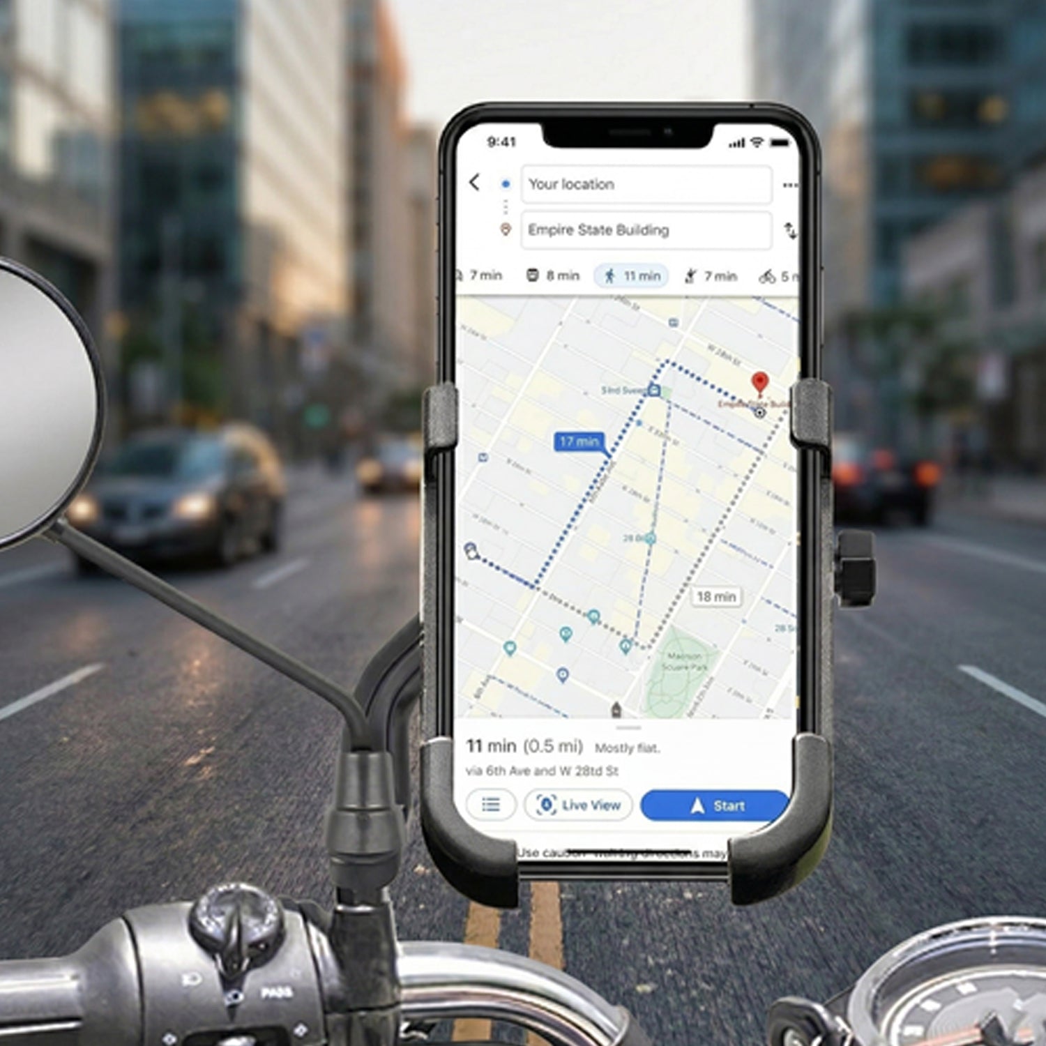 Metal Bike Phone Holder – Rear View Mirror Mount | PHOBIA - Image 2