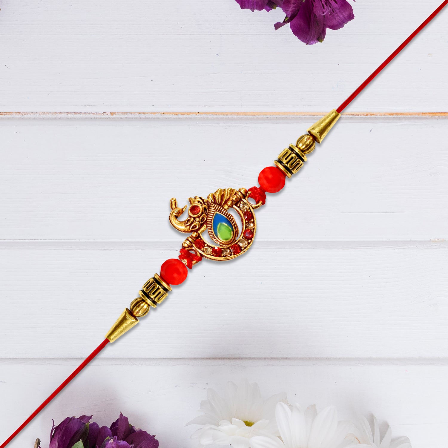 Stone Studded Rakhi – Elegant Raksha Bandhan Gift for Brother - Image 3