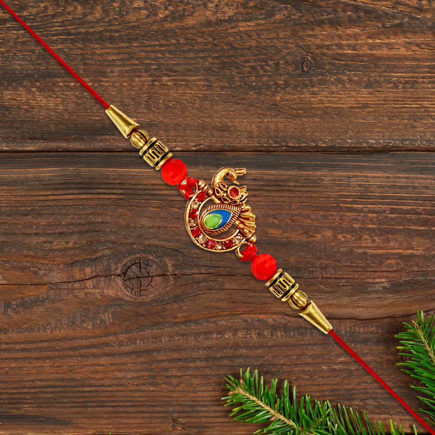 Stone Studded Rakhi – Elegant Raksha Bandhan Gift for Brother - Image 2
