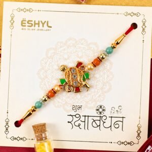 Tortoise Design Rakhi with Stones & Colorful Beads - Stylish & Comfortable