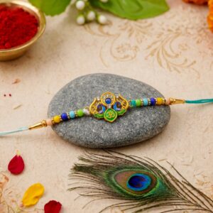 Rakshabandhan Traditional Colorful Beads Yellow Rakhi for Brother and Bhai
