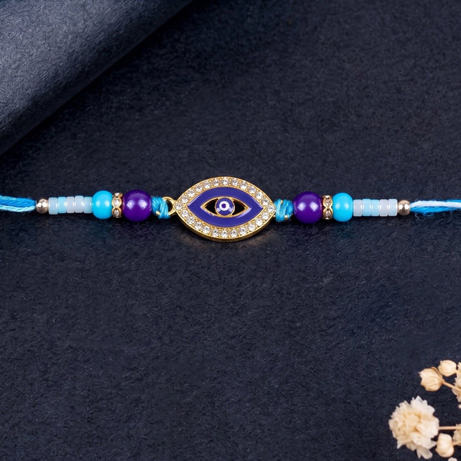 Evil Eye Blue Beads Rakhi for Rakshabandhan Celebration for Bhai