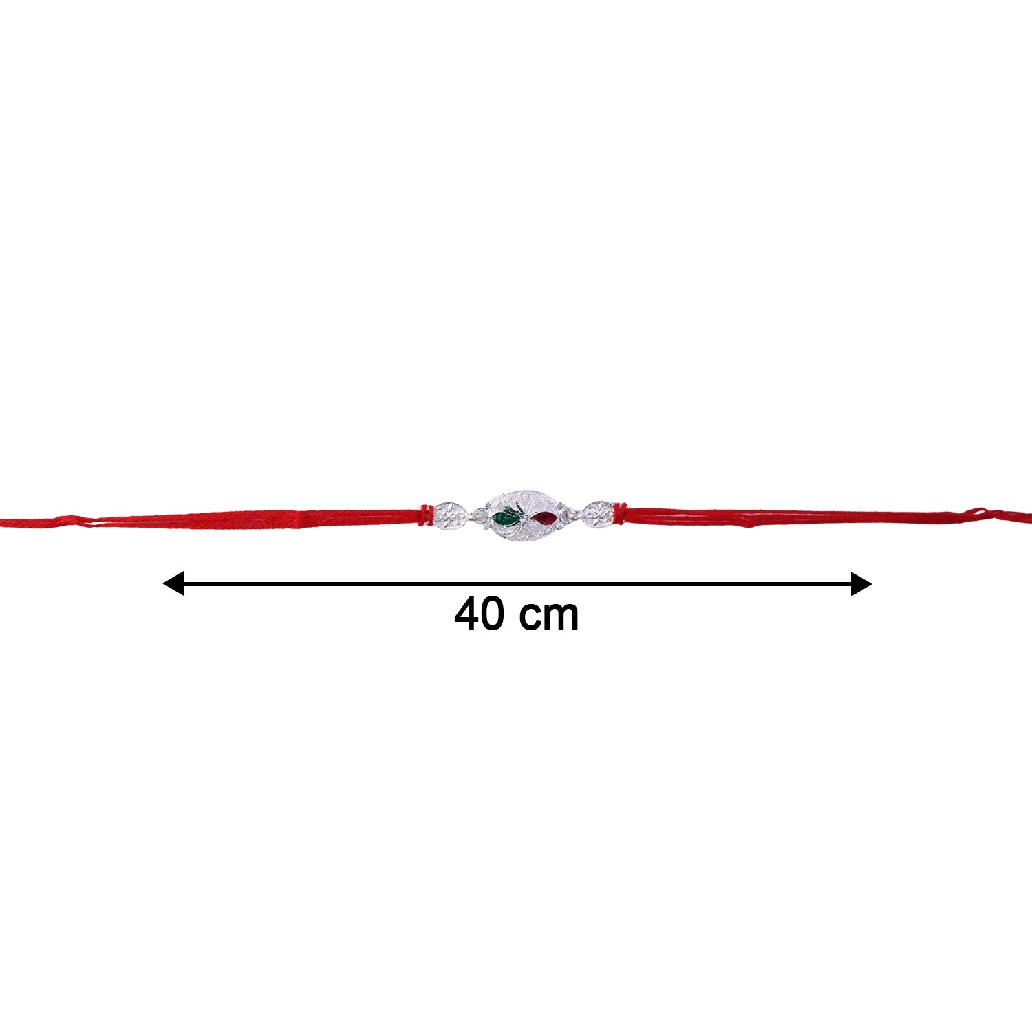 Silver Oval Comfortable Red Thread Rakhi for Brother this Rakshabandhan - Image 6