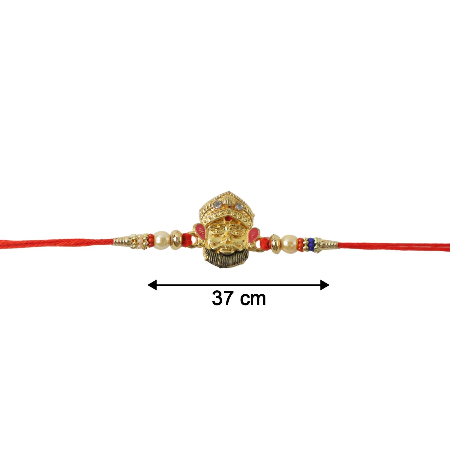 Traditional Beads Red Thread Rakhi for Brother on Rakshabandhan - Image 6