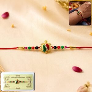 Turtle Stone Work Red Thread Rakhi for Brother this Rakshabandhan