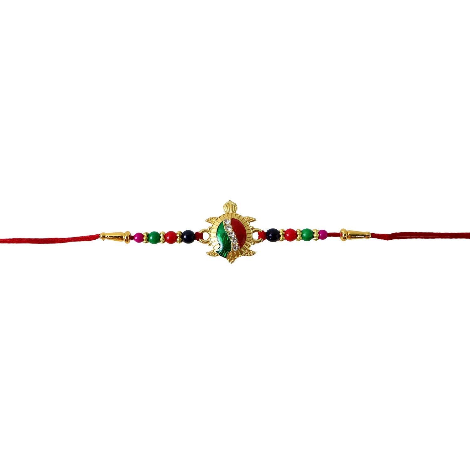 Turtle Stone Work Red Thread Rakhi for Brother this Rakshabandhan - Image 5