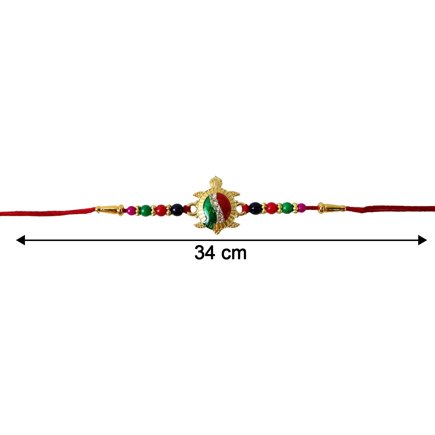 Turtle Stone Work Red Thread Rakhi for Brother this Rakshabandhan - Image 6