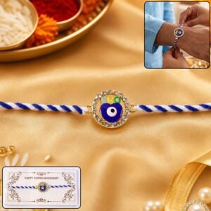 Blue Evil Eye Fancy Dori Designer Rakhi for Brother on Rakshabandhan