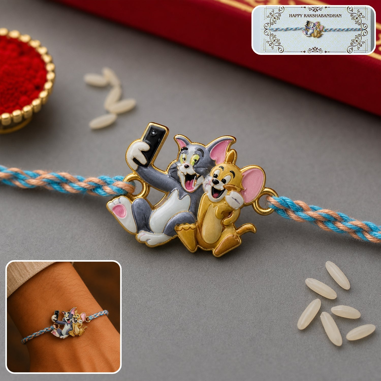 Tom Jerry Fancy Dori Rakhi for Rakshabandhan Celebration for Bhai - Image 2