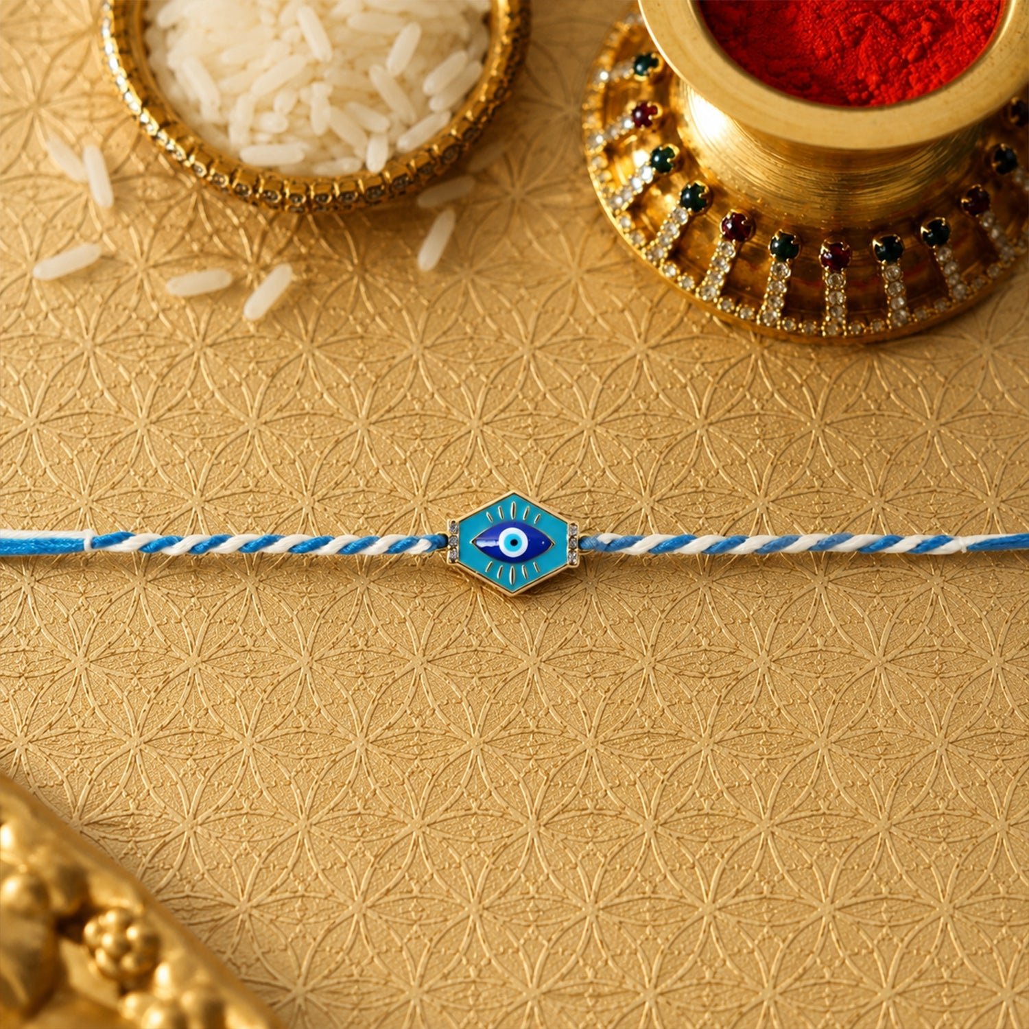 Evil Eye Charm Fancy Dori Rakhi for Brother – Stylish & Comfortable - Image 2