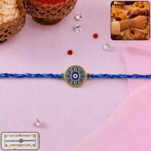 Rakshabandhan Blue Evil Eye Round Dori Rakhi for Brother and Bhai