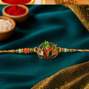 Bharat Map Charm Beaded Rakhi for Brother & Sister on Rakshabandhan