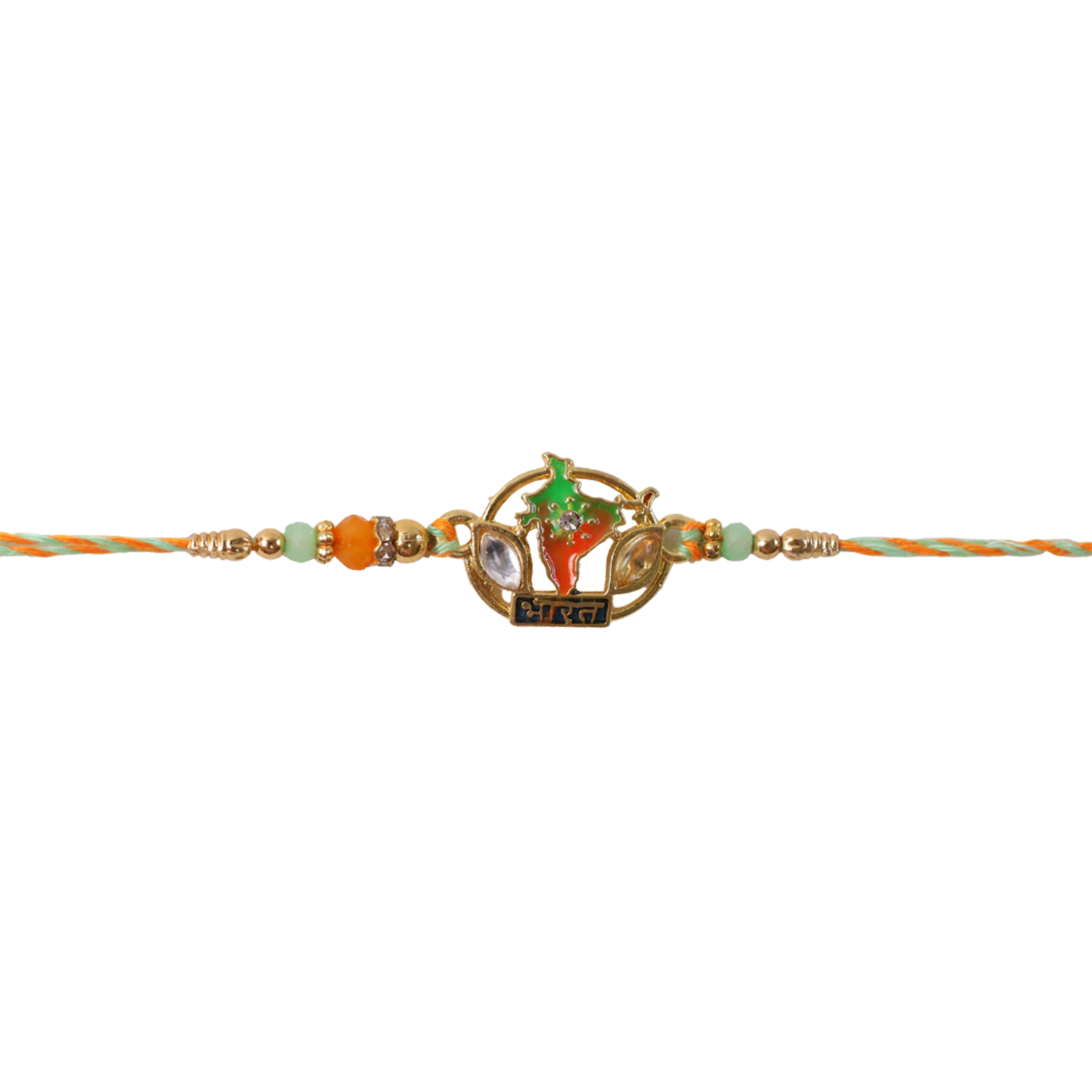 Bharat Map Charm Beaded Rakhi for Brother & Sister on Rakshabandhan - Image 5