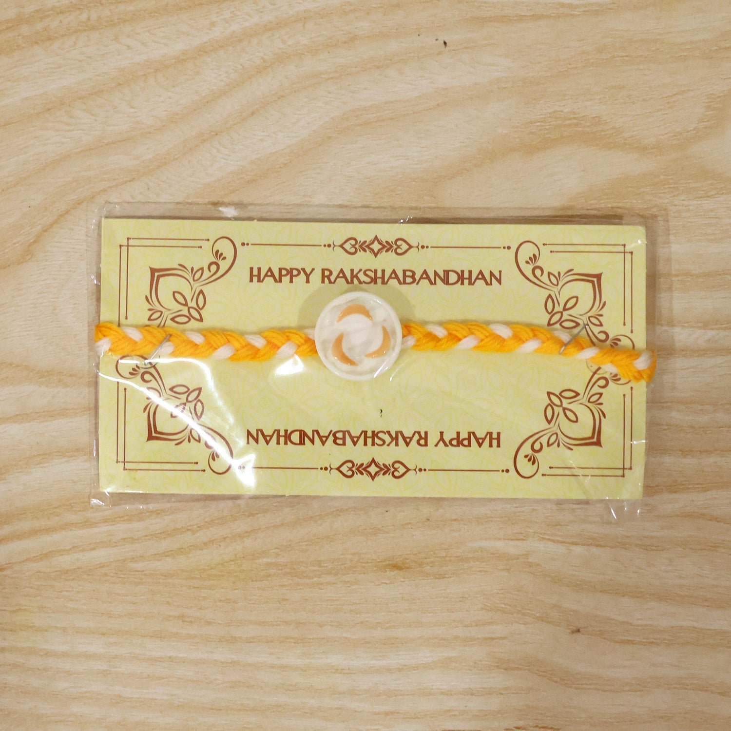 White Round Charm Designer Rakhi for Brother – Stylish & Lightweight - Image 6
