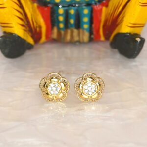 Gold-Plated Layered Flower Stud Earrings – Elegant Daily Wear