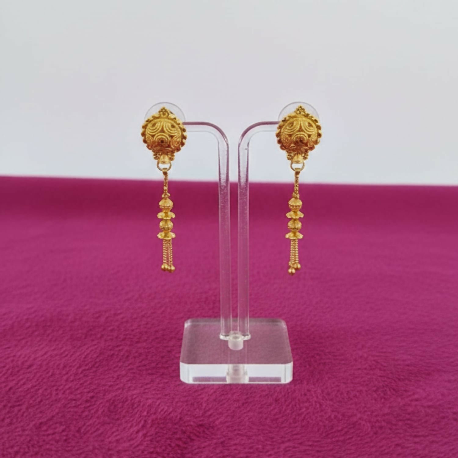 Gold-Plated Jhumka Earrings – Traditional Fancy Beads for Women - Image 2